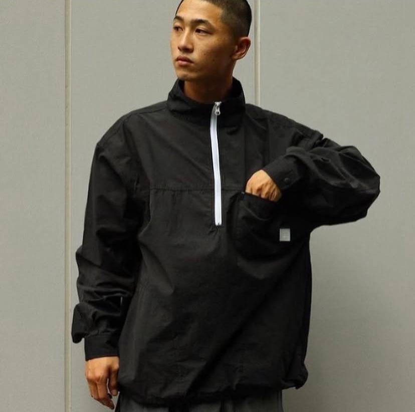 Pin Sktbs Cadet Collar Half Zip Woven Jacket Black Green
