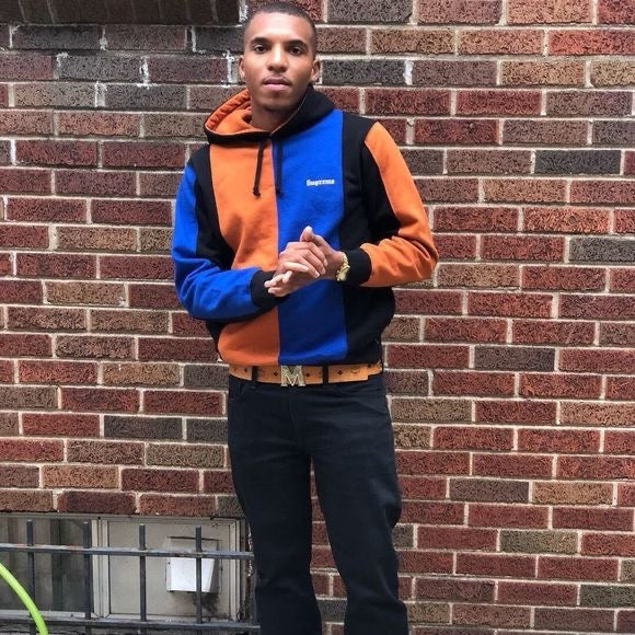Supreme Tricolor Hooded Sweatshirt Hoodie Black Brown Blue