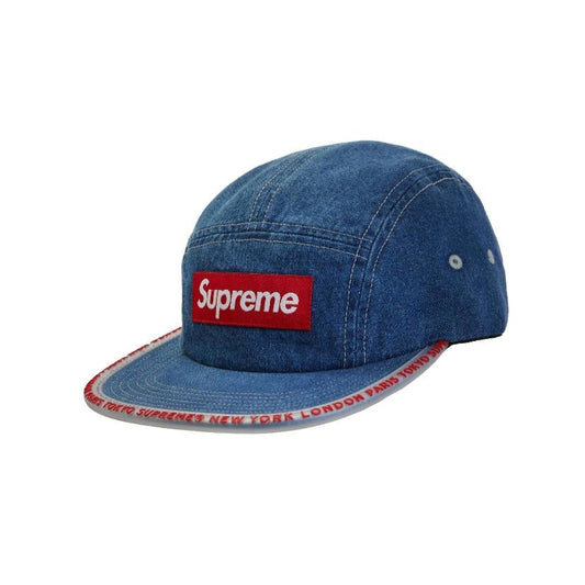 Supreme Worldwide Visor Tape Camp Cap Blue Denim
