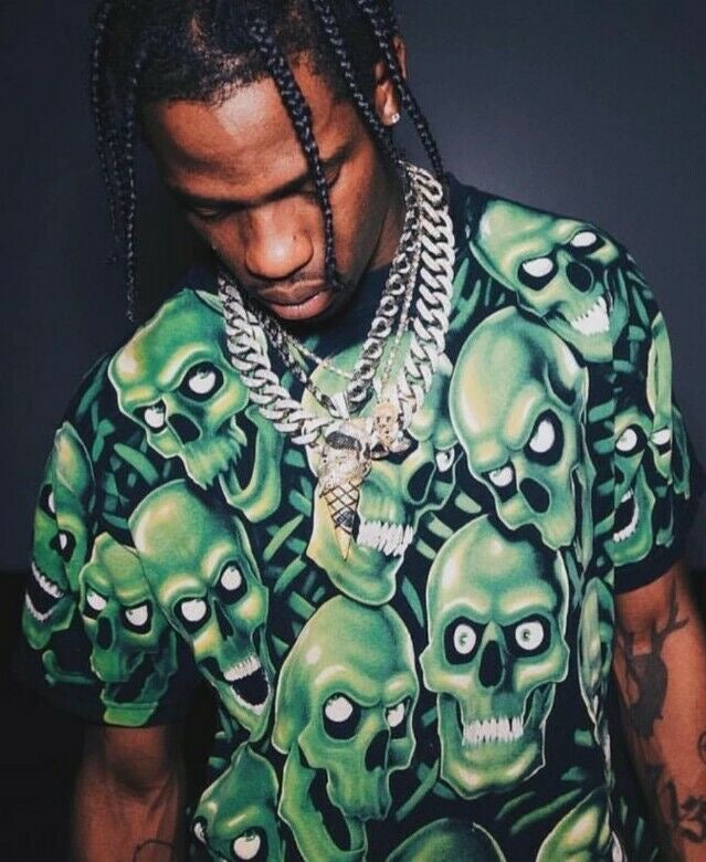 Liquid Blue Skull Pile Tee (Wear by Travis Scott) Black