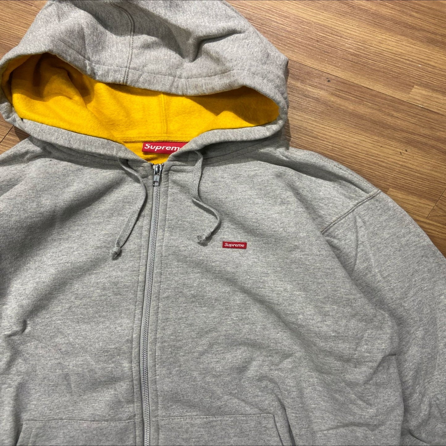 Supreme Small Box Hooded Zip Up Grey