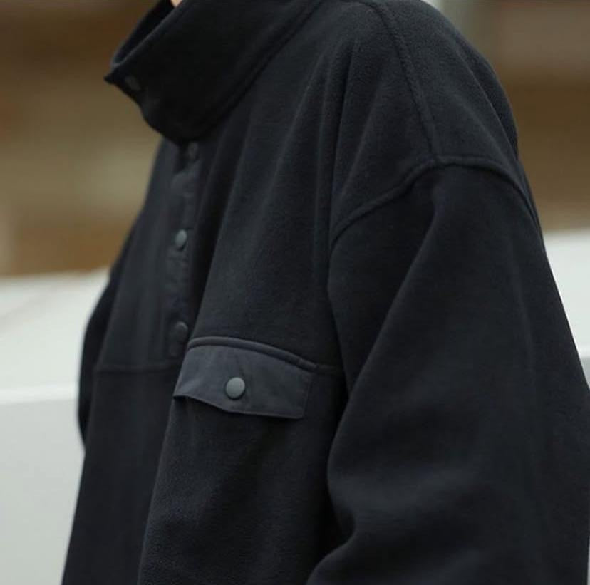 Pin Sktbs Cadet Collar Fleece Pullover Black Navy