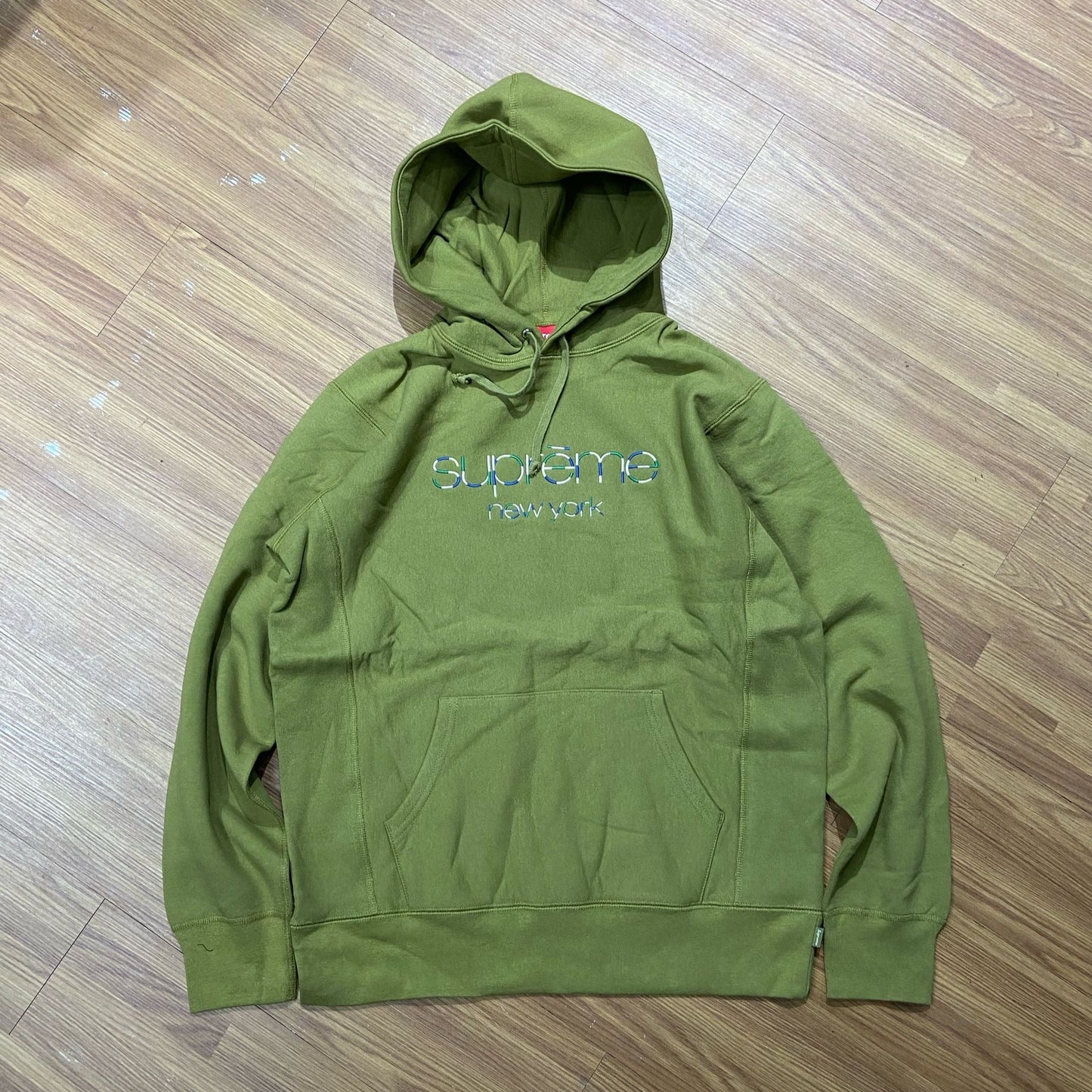 Supreme Multicolor Classic Logo Hooded Sweatshirt Hoodie Olive