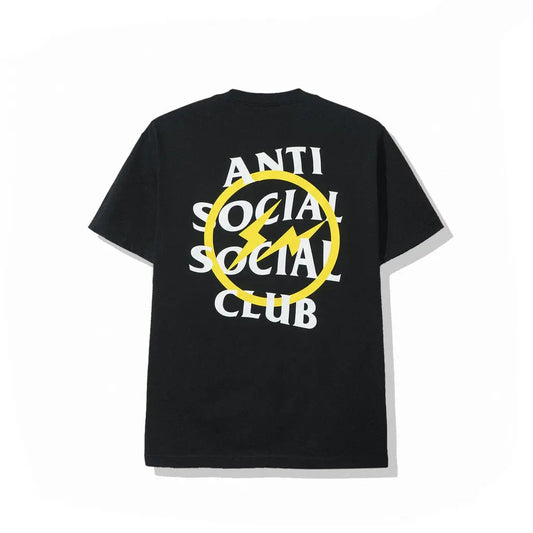 Anti Social Social Club ASSC x Fragment Yellow Bolt Tee Black (Made In USA)