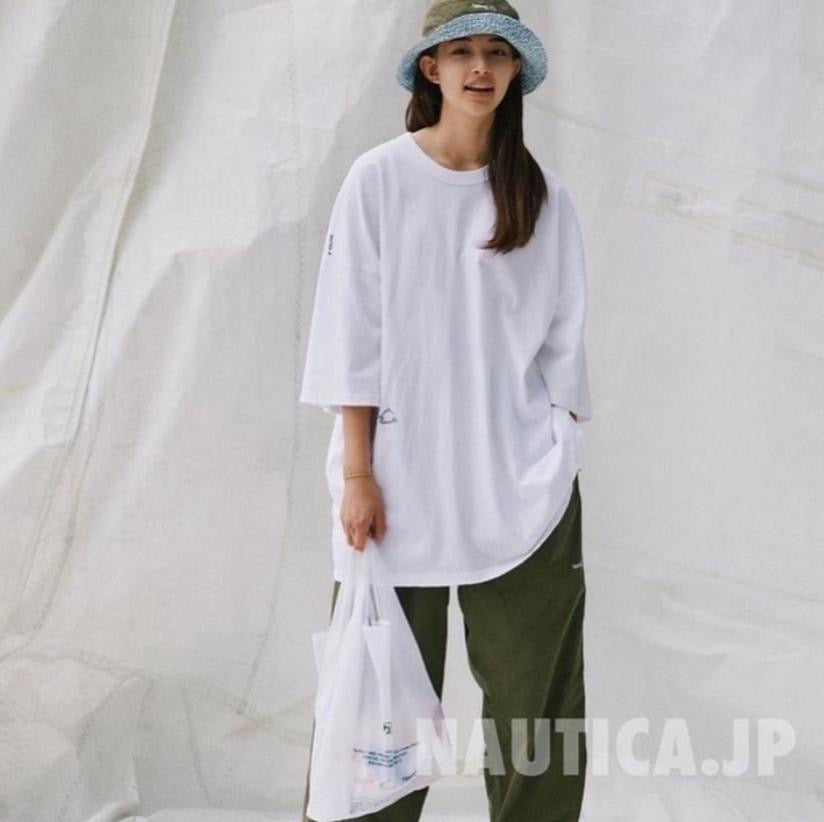 Nautica JP Basic Sail Logo Crew SS Tee Ash Grey White