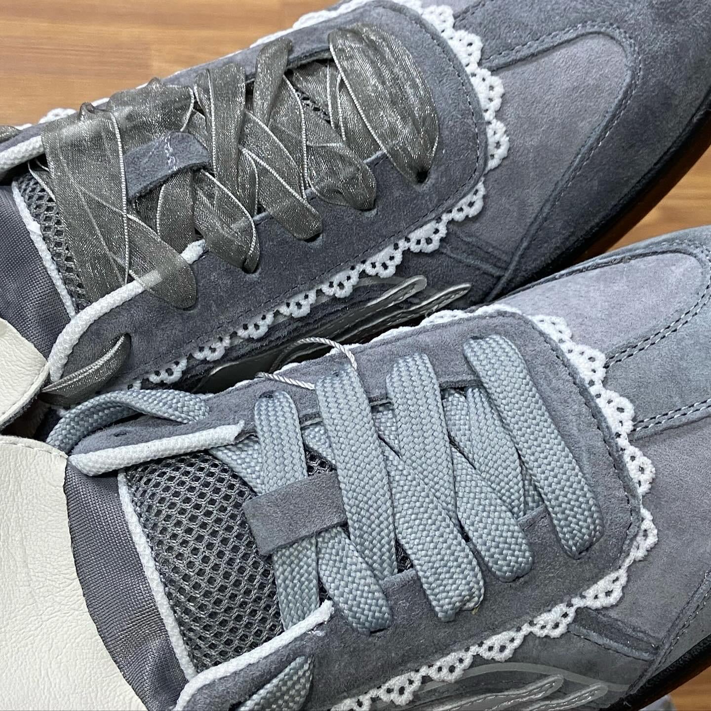 預訂 Preorder 韓國大熱 Killwinner 蕾絲花邊 緞帶 長舌 徳訓鞋 灰色 German Trainer Grey
