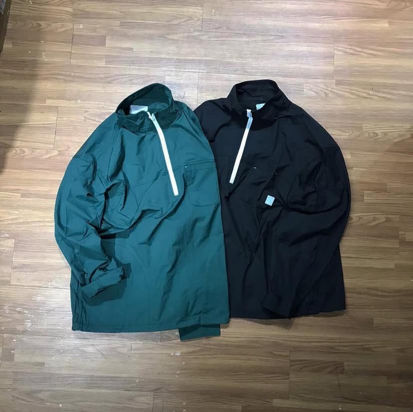 Pin Sktbs Cadet Collar Half Zip Woven Jacket Black Green