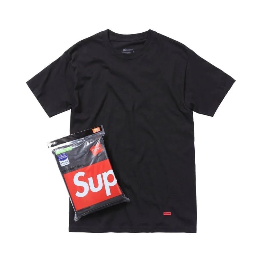 Supreme Hanes®️ Tagless Tee Black White Checker Tree Camo Olive