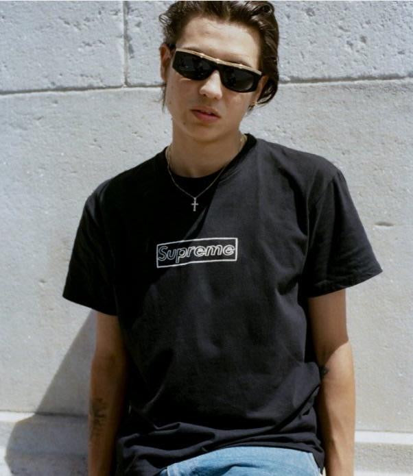 Supreme x Kaws Chalk Box Logo Tee Black White