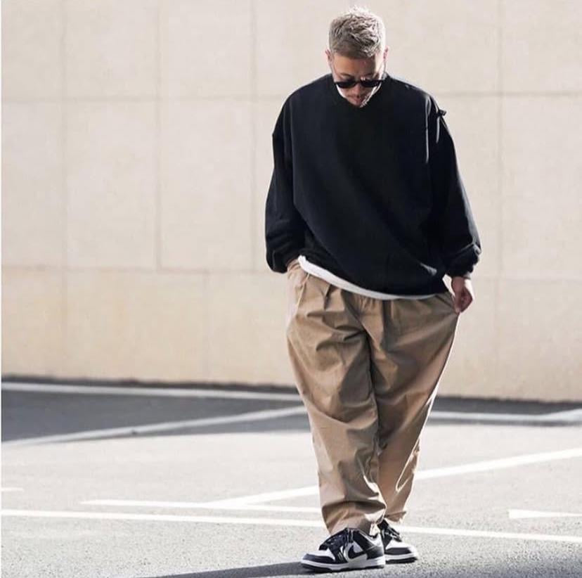 NORLN NR 2-Pleats Wide Chino Beige Black Cement