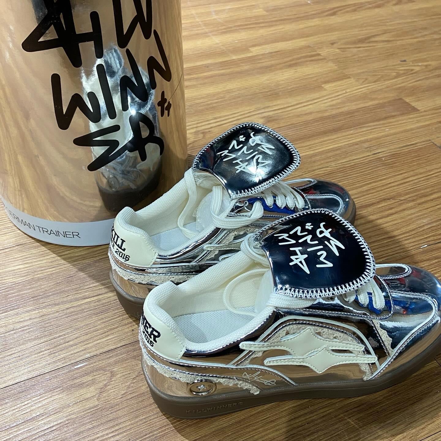 預訂 Preorder 韓國大熱 Killwinner 蕾絲花邊 緞帶 長舌 徳訓鞋 銀 German Trainer Metallic Silver