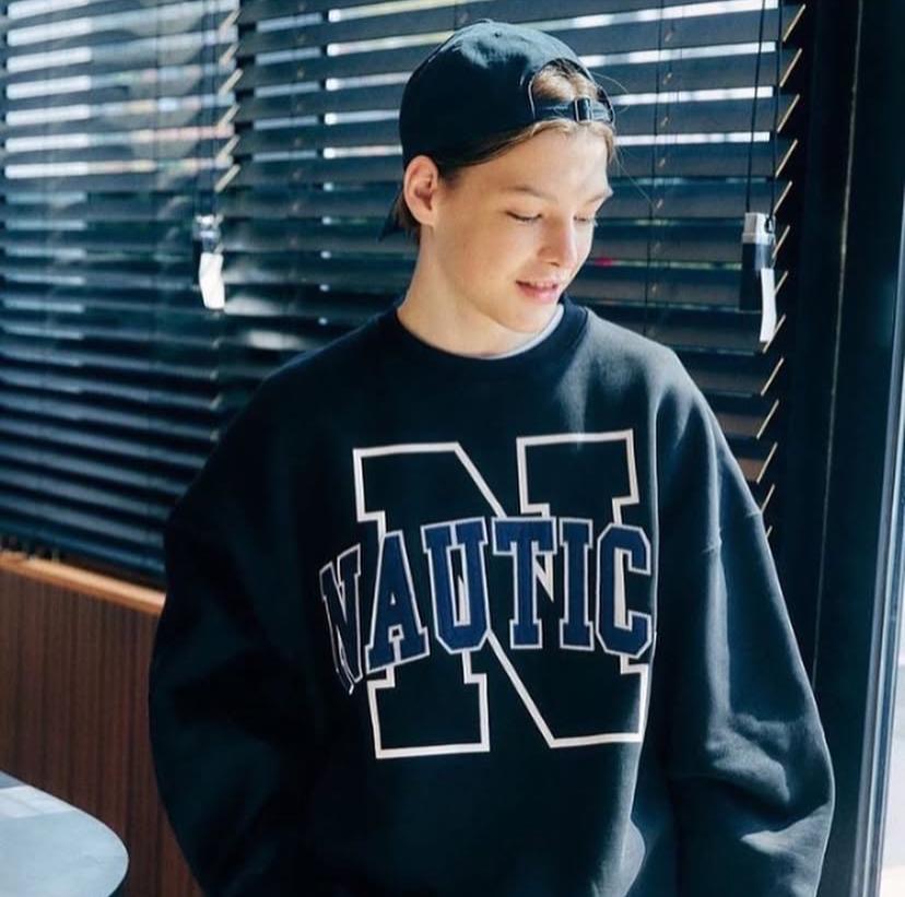 Nautica KR Arch N Logo Sweat Crewneck Ash Grey Navy Heather Grey