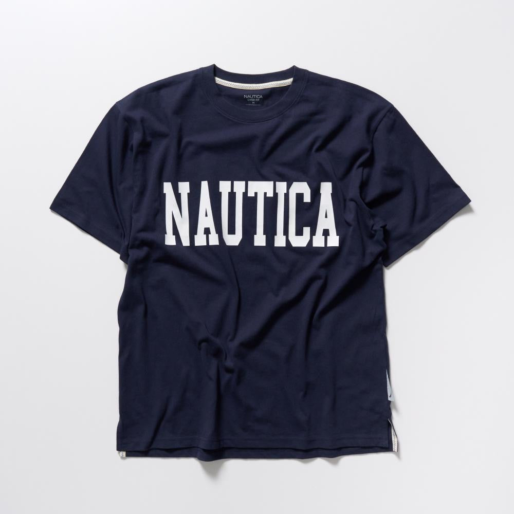 Nautica KR Big Lettering Logo Tee Charcoal Navy White