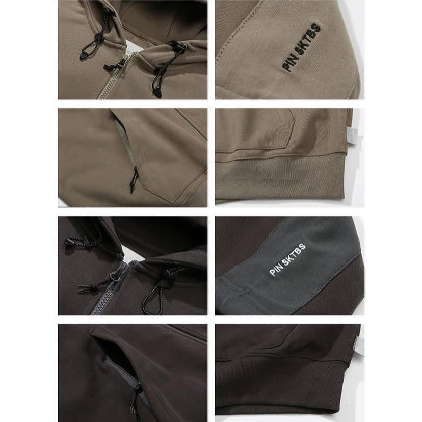Pin Sktbs Sweat Hooded Trail Full Zip Up Black Olive