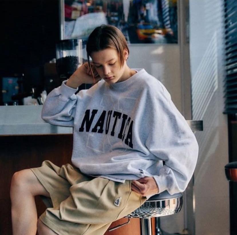 Nautica KR Arch N Logo Sweat Crewneck Ash Grey Navy Heather Grey