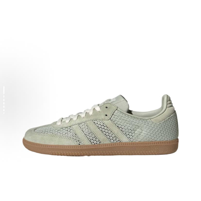 adidas gazelle silver green womens Adidas Women's Samba OG Woven Cream White/Earth Strata/Gold Metallic – West  NYC