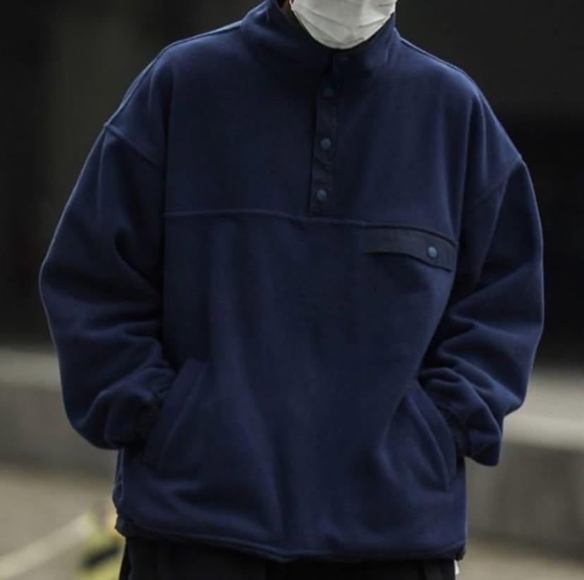 Pin Sktbs Cadet Collar Fleece Pullover Black Navy