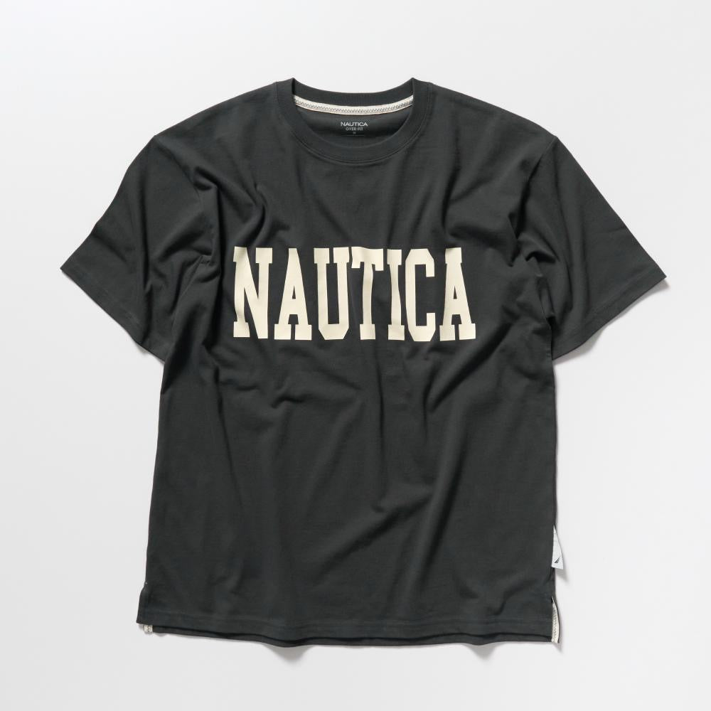 Nautica KR Big Lettering Logo Tee Charcoal Navy White