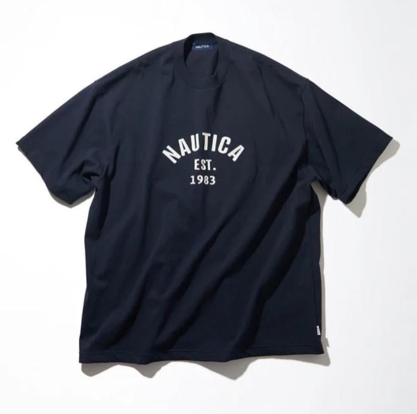Nautica JP Felt Patch Arch Logo SS Tee Ash Grey Green Navy