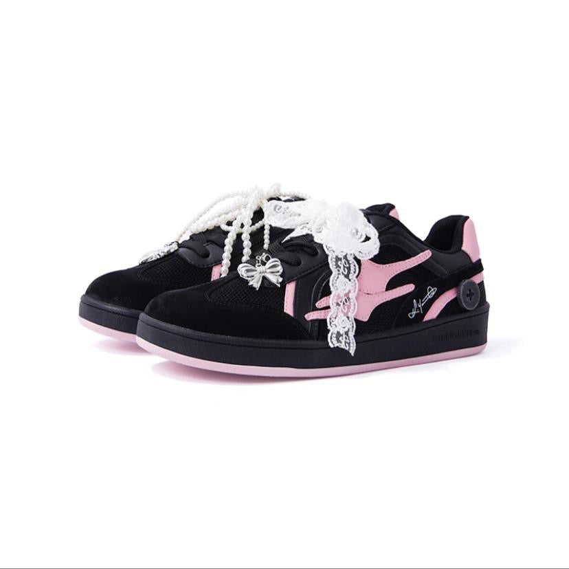 預訂 Preorder 韓國大熱 Killwinner 蕾絲花邊 緞帶 長舌 徳訓鞋 黑粉 German Trainer Black Pink
