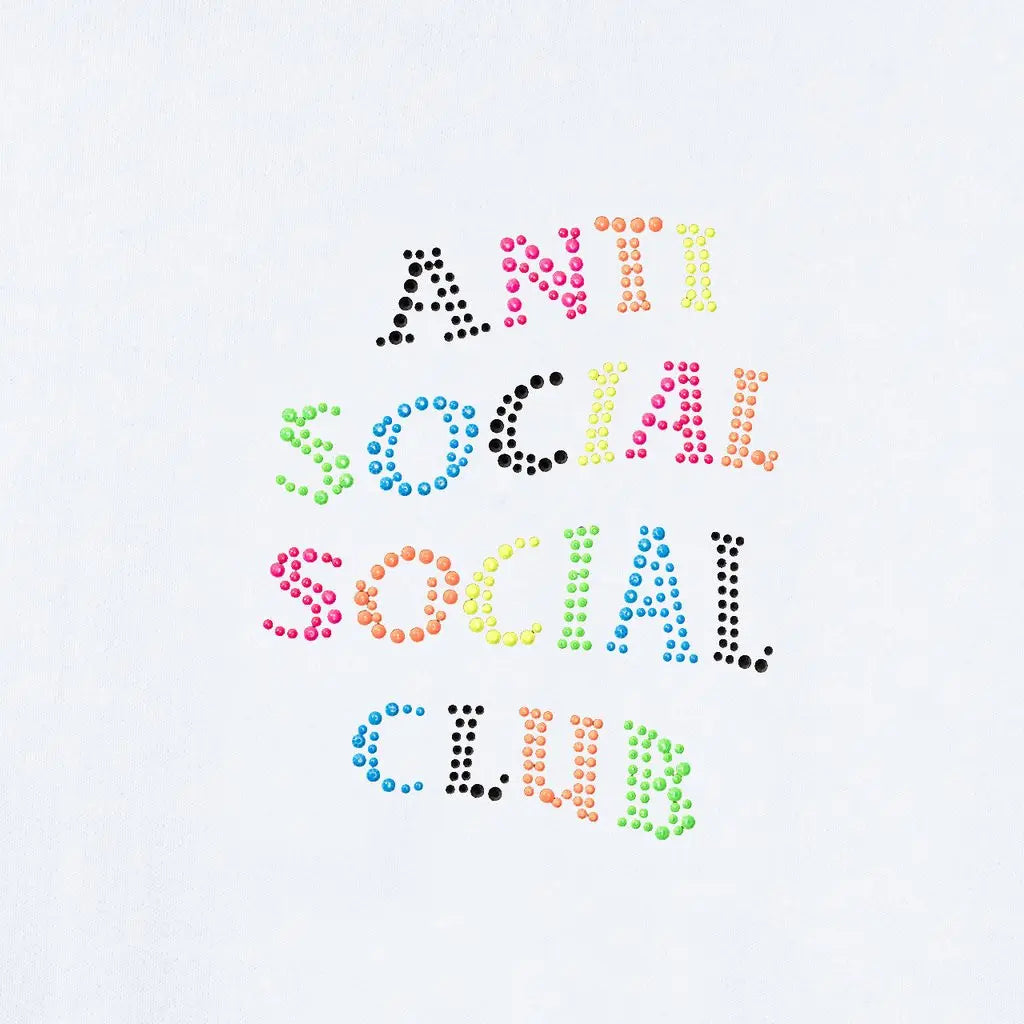 Anti Social Social Club ASSC Stud Belt Rhinestone Tee White 水鑽字 (Made In USA)