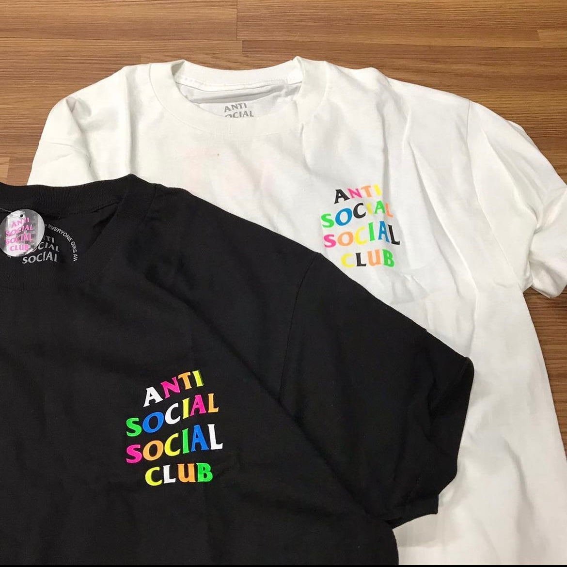 Anti Social Social Club ASSC Rainbow Tee Black White (Made in USA / Mexico) 黑色 白色 彩虹字