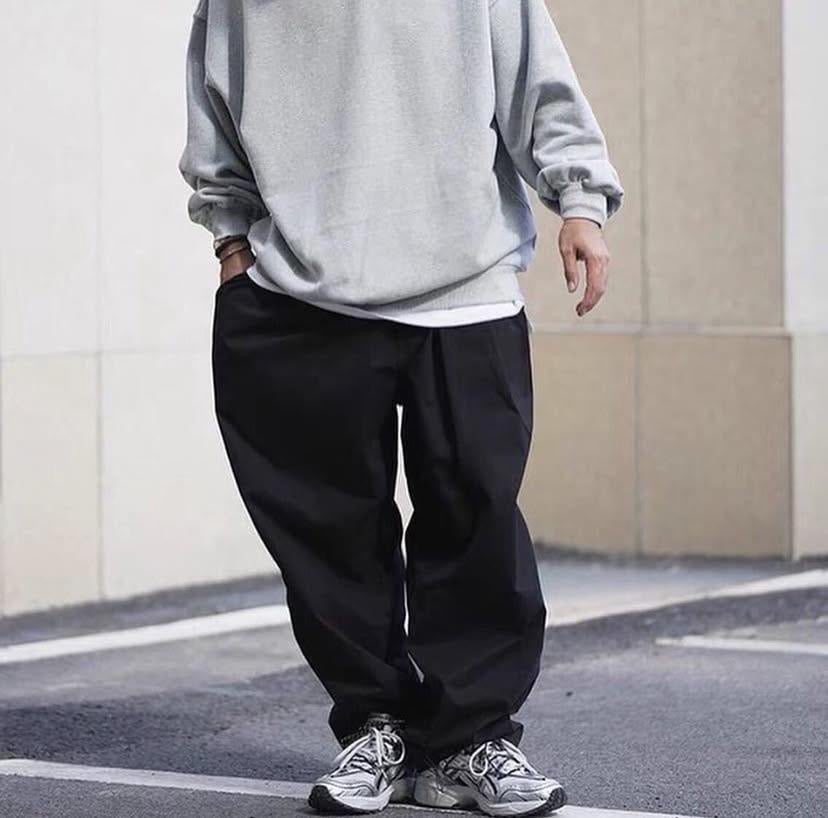 NORLN NR 2-Pleats Wide Chino Beige Black Cement