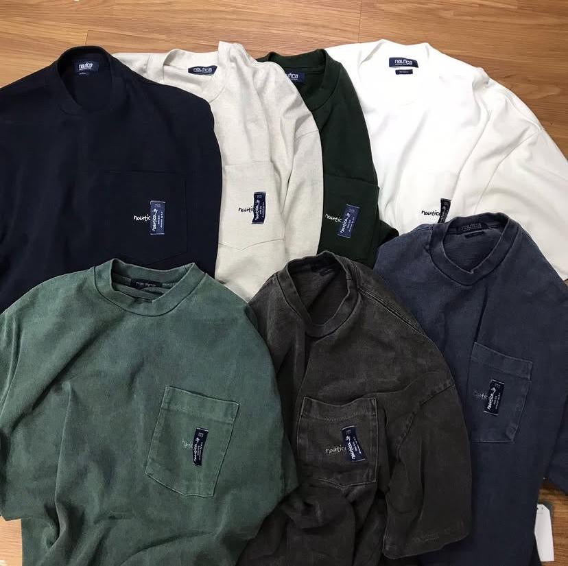 Nautica JP “Too Heavy” Pocket SS Tee Ash Grey Green Navy White