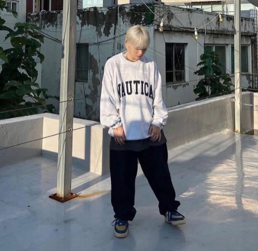 Nautica KR Arch N Logo Sweat Crewneck Ash Grey Navy Heather Grey