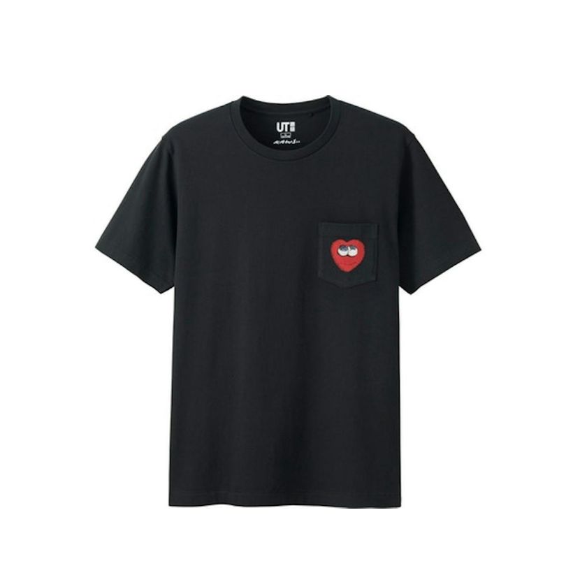 Kaws x Uniqlo UT Red Heart Pocket Tee Black 341-178187