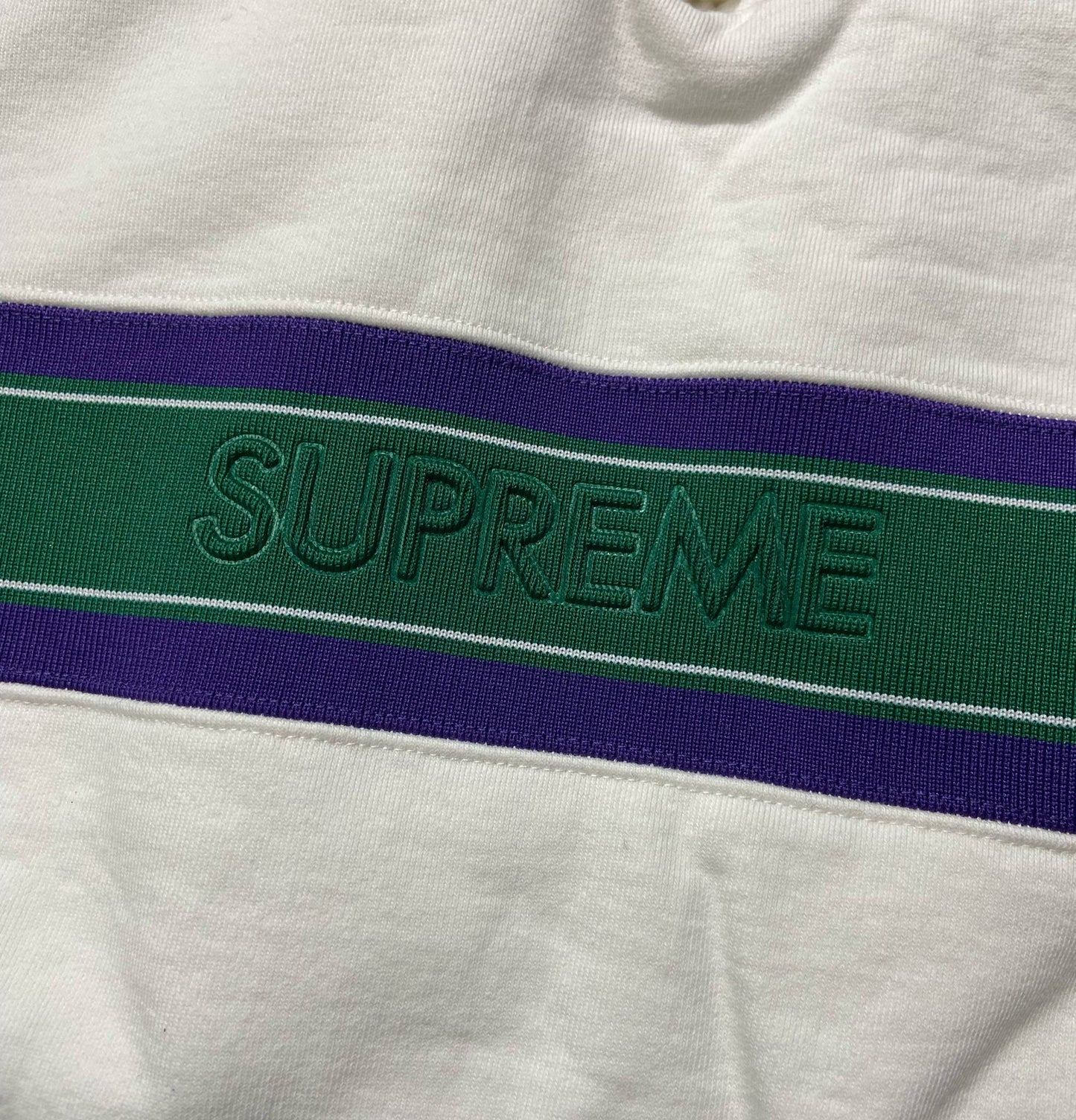 Supreme Chest Stripe Logo Hooded Sweatshirt Hoodie White