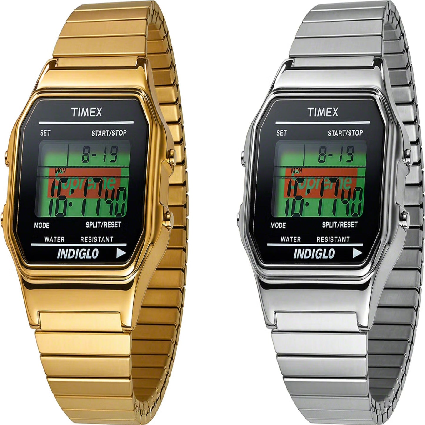Supreme FW19 Timex Digital Watch Gold Silver
