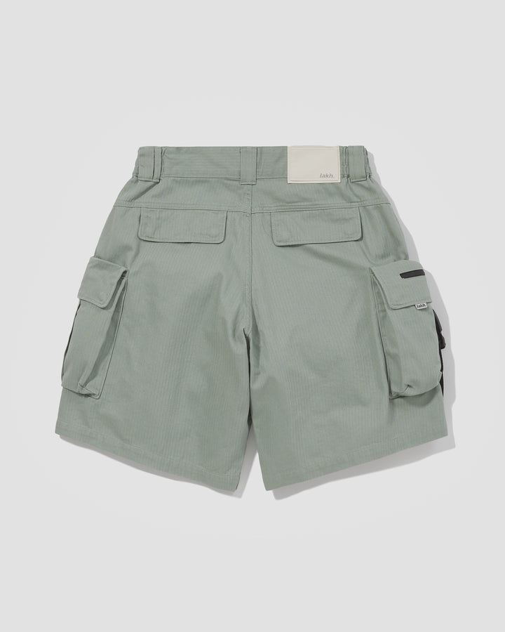 LAKH Supply 10 Pockets Cargo Shorts Herringbone Olive SH-TPC-HBOL