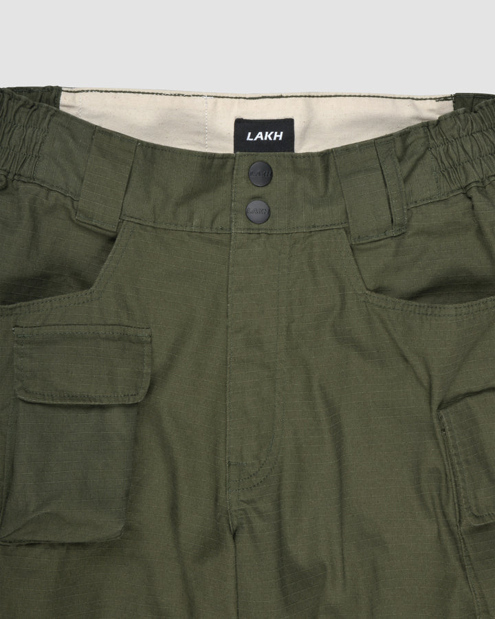 LAKH Supply 10 Pockets Cargo Shorts Ripstop Olive SH-TPC-RSOL