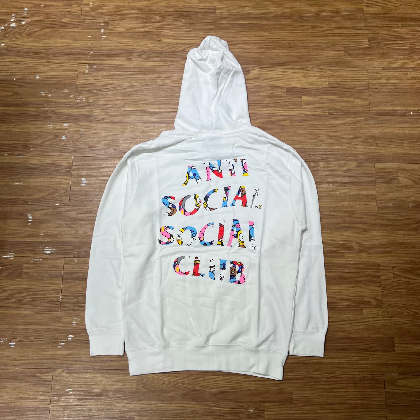 Line Friend BT21 x Anti Social Social Club ASSC Hooded Sweatshirt Hoodie White 背面實拍