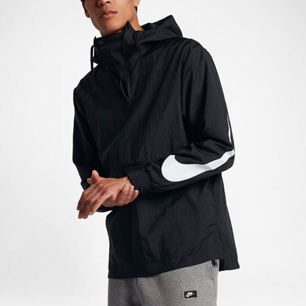 Nike NSW Sleeve Swoosh Woven Half Zip Anorak Black 833866-010