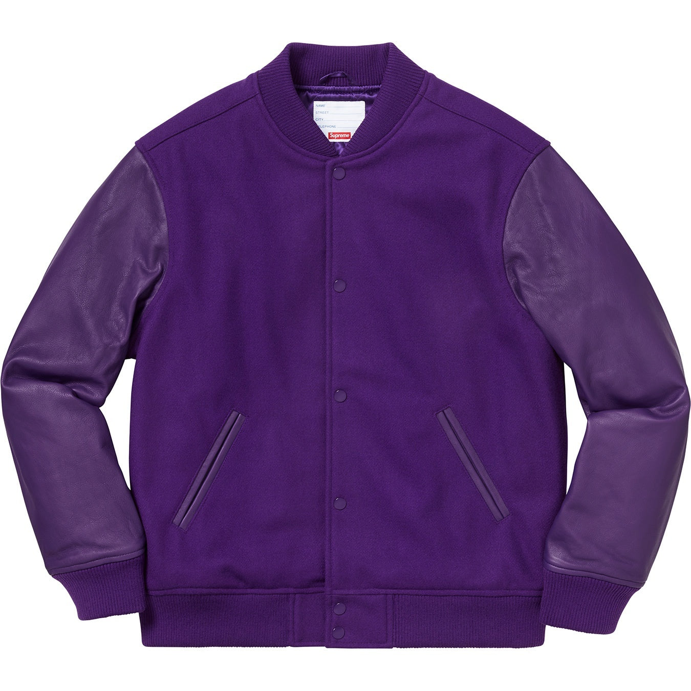 Supreme FW18 Motion Logo Varsity Jacket Purple