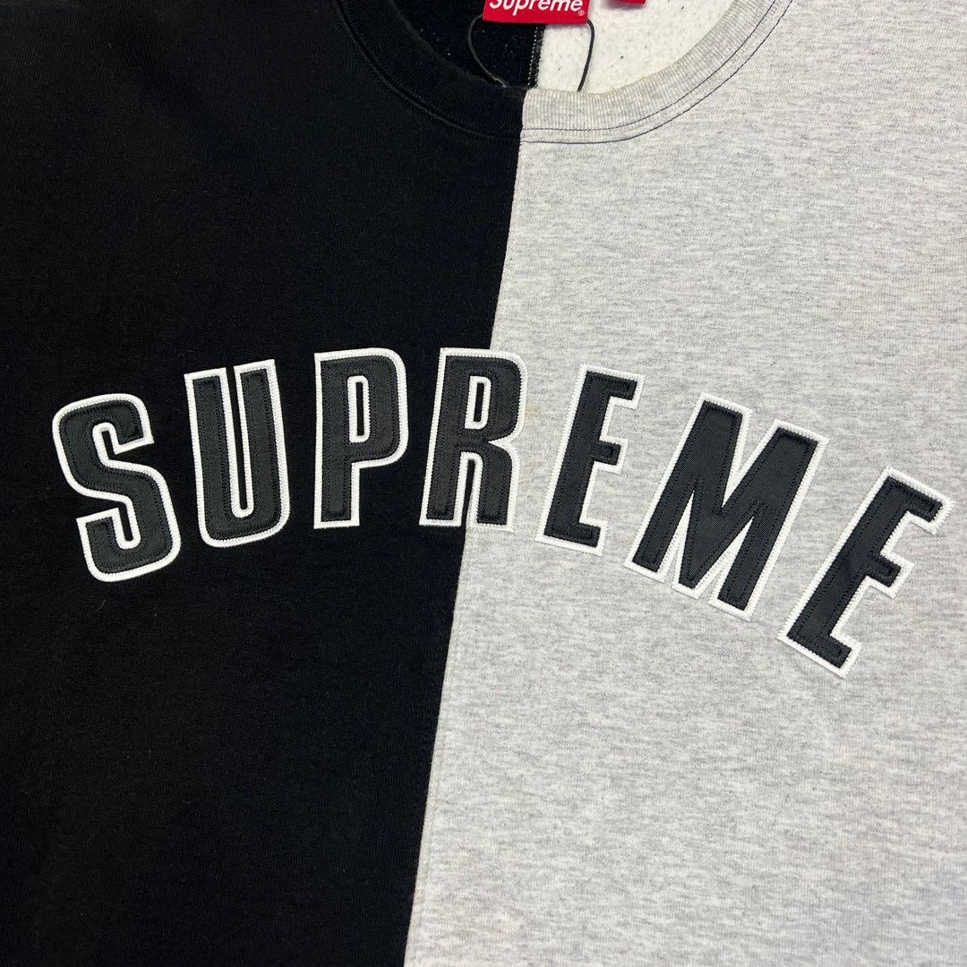 Supreme FW18 Split Crewneck Sweatshirt (ARC Logo) Black x Grey