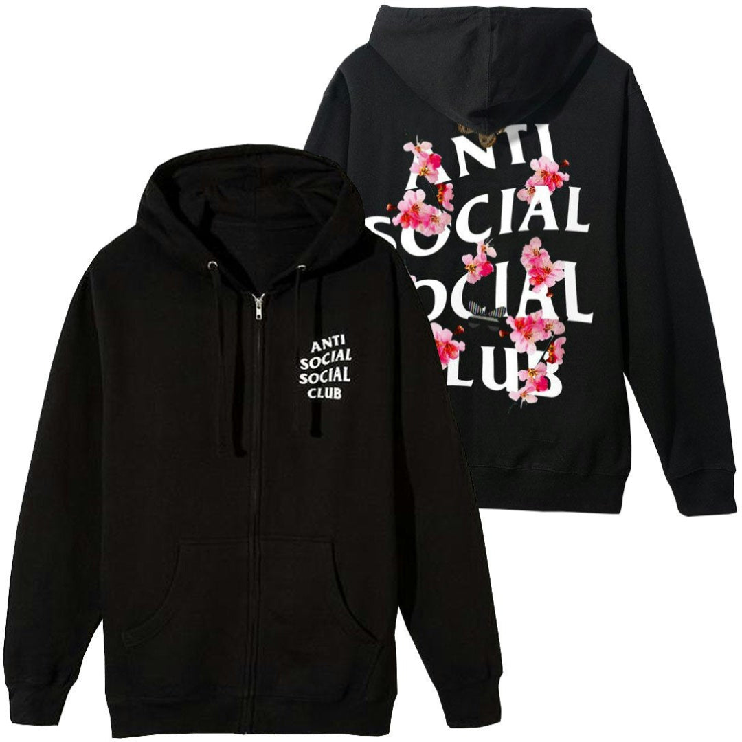 Anti Social Social Club ASSC Kkoch Zip Up Jacket Black 黑色桃花