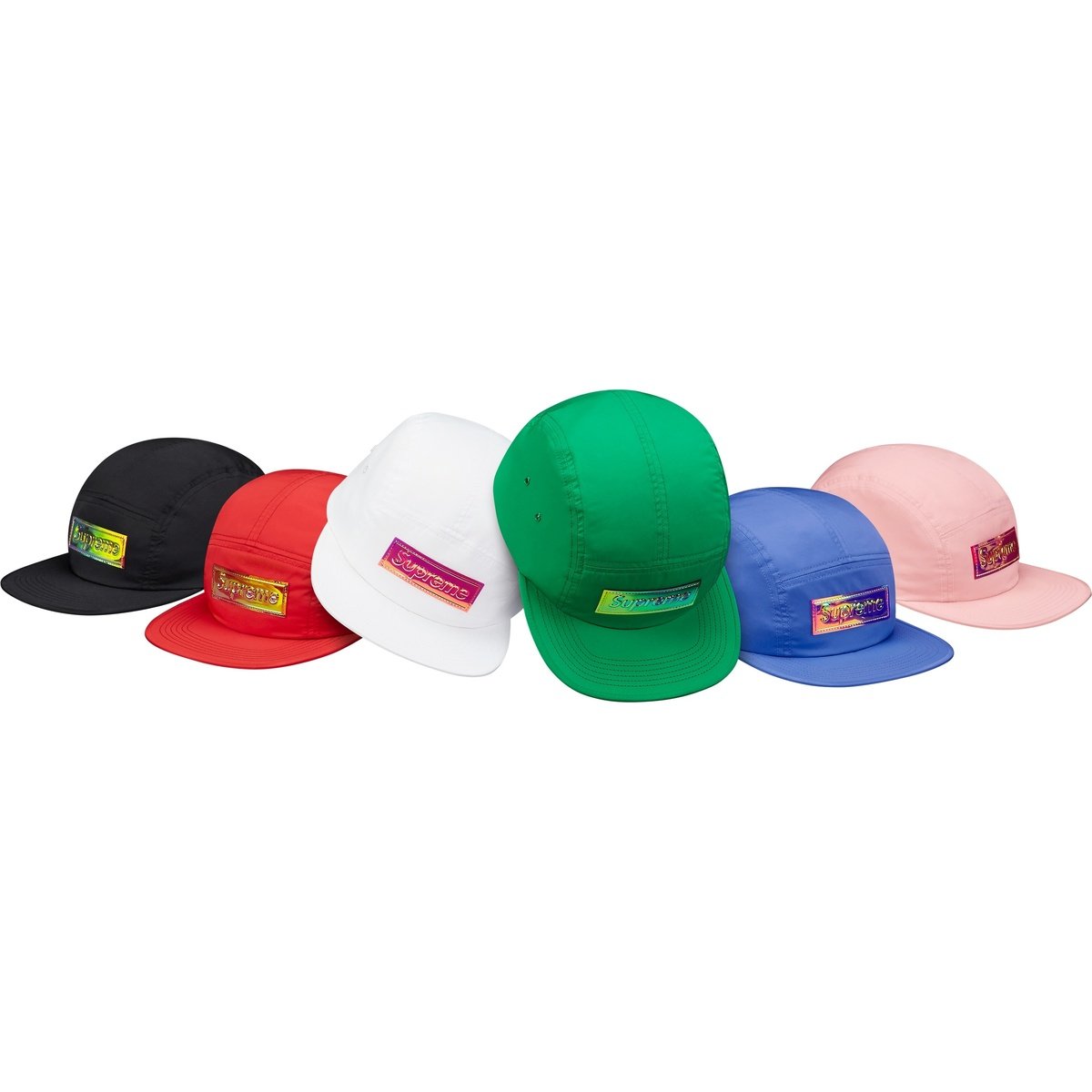 Supreme SS17 Iridescent Logo Camp Cap Black