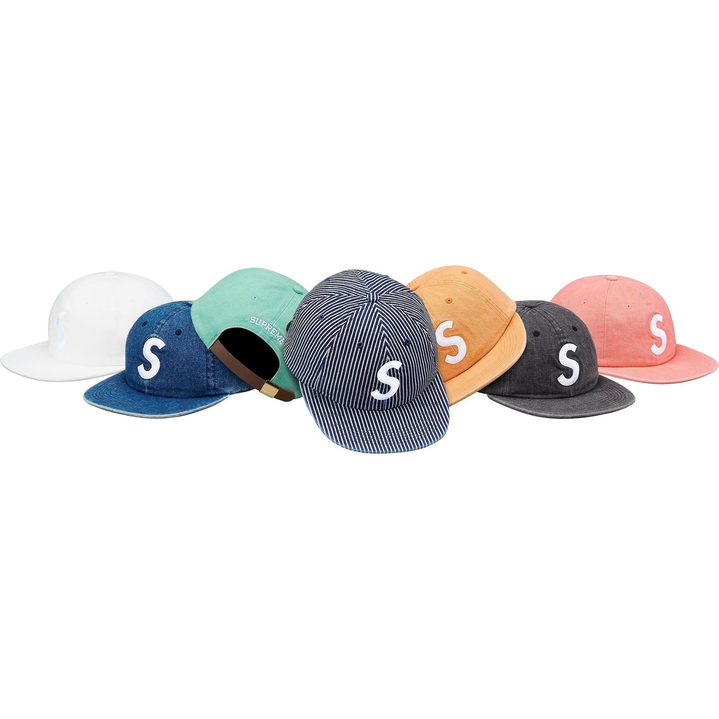 Supreme SS17 Washed Denim S Logo 6-Panel Pink