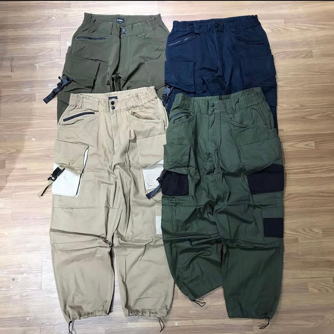 LAKH Supply 12 Pockets Cargo Pants ( Asymmetric Utility Worker Pants ) Nylon Olive SPC-NYOL Navy SPC-NAVY Herringbone Khaki SPC-HBKA Ripstop Olive/Black SPC-RSOB