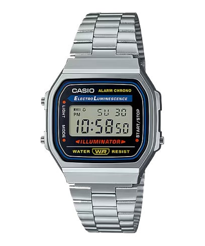 Casio A168WA-1DF Silver 銀色方形復古跳字錶 (淨錶)