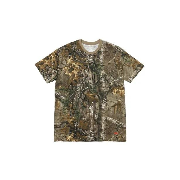 Supreme Hanes®️ Tagless Tee Black White Checker Tree Camo Olive