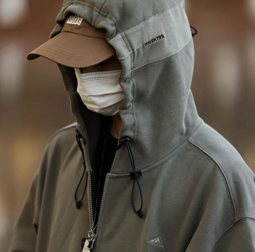 Pin Sktbs Sweat Hooded Trail Full Zip Up Black Olive
