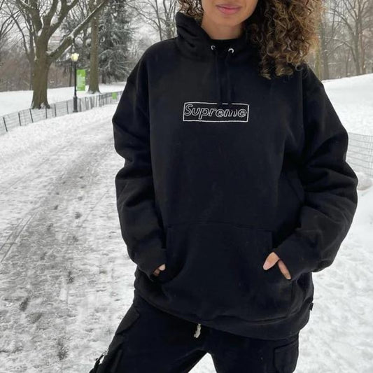 Supreme x Kaws Chalk Box Logo Hooded Sweatshirt Hoodie Black