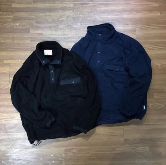 Pin Sktbs Cadet Collar Fleece Pullover Black Navy