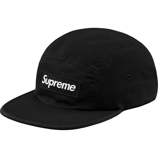 Supreme FW18 Washed Chino Twill Camp Cap Black (皮扣)