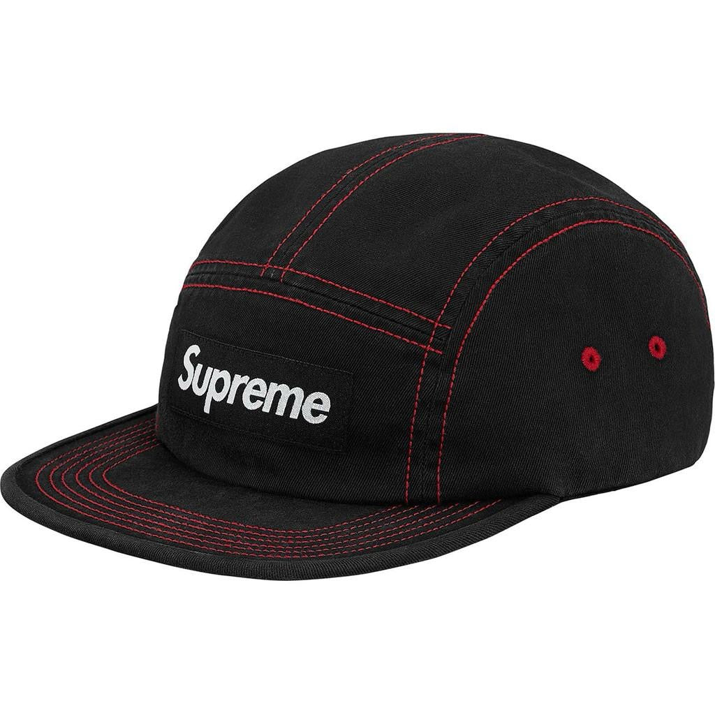 Supreme Contrast Stitch Camp Cap Black
