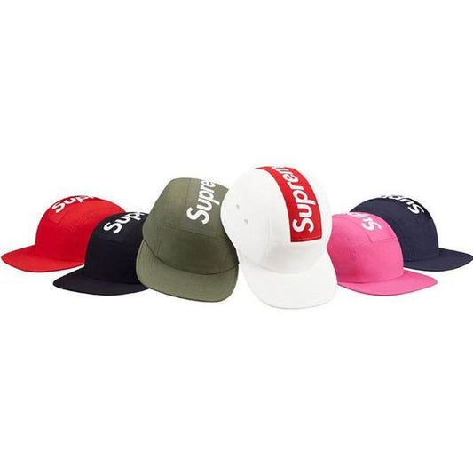 Supreme FW16 Top Panel Stripe Camp Cap Pink